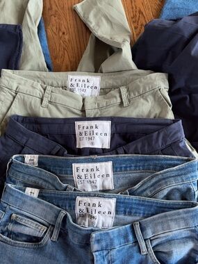 Frank & Eileen Denim and Olive Pants Trio